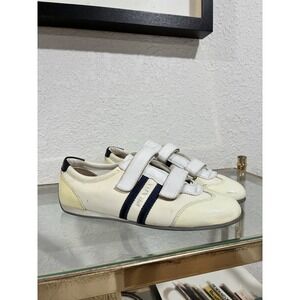 Prada America's Cup White Patent Leather Sneakers Straps EU 38 US Size 7.5